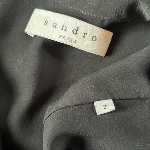 SANDRO Black Short Sleeve Top with Button Detail - Picture 3 of 4